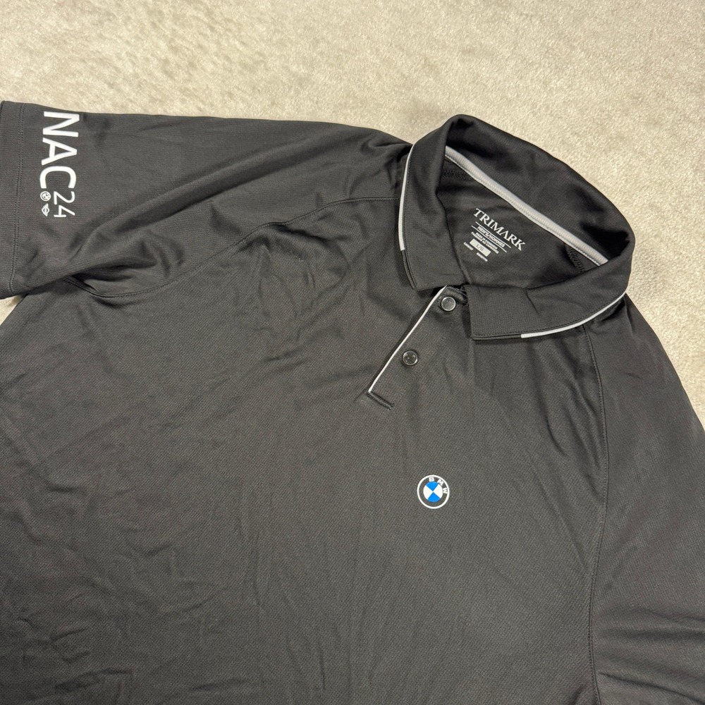 Trimark Polo Shirt Men Large Black BMW‎ NAC 24 Performance Short Sleeve 16310